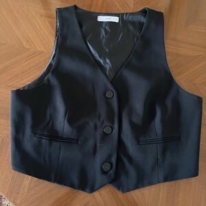 Mango Black Button-Up Vest